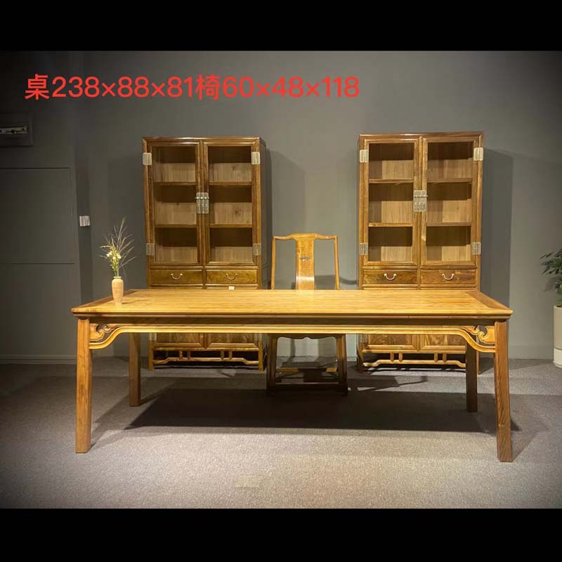 金丝楠木小叶桢楠老料2.38米干泡茶桌+书柜，仅此一套
